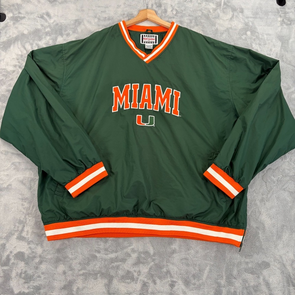 Vintage 90's Miami Hurricanes Jacket Mens 3XL Cotton Lined V-Neck Pullover